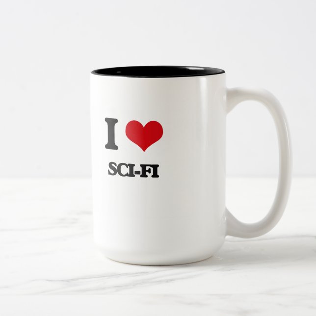 I Liebe Sci-FI Zweifarbige Tasse (Rechts)