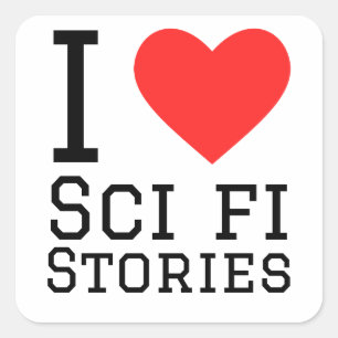 I Liebe Science-Fiction-Geschichten Quadratischer Aufkleber