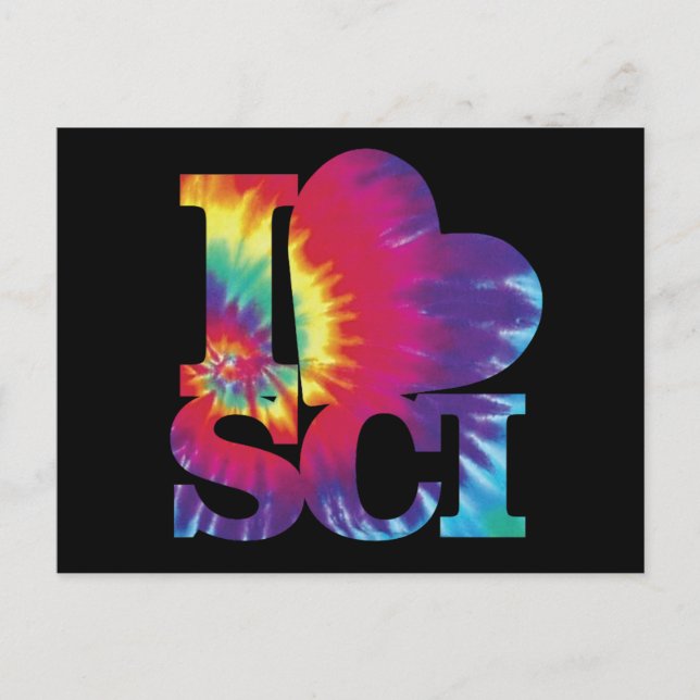 I Liebe Science gefärbte Krawatte Postkarte (Vorderseite)