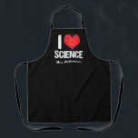 I Liebe Science Monogram Black Scientist Schürze<br><div class="desc">Eine coole naturwissenschaftliche Lehrer Monogramm-Schürze,  die ein phantastisches I Liebe Science-Muster mit einem roten Herz,  umwickelt mit einem Atom-Modell.</div>