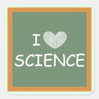 I Liebe Science Quadratischer Aufkleber