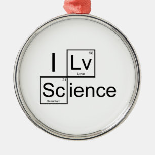 I Liebe Science Silbernes Ornament