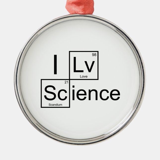 I Liebe Science Silbernes Ornament (Vorne)