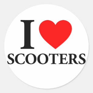 I Liebe Scooters Runder Aufkleber