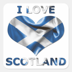 I Liebe Scotland Heart Flag Quadratischer Aufkleber