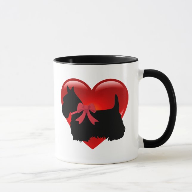 I Liebe, Scottish Terrier, großes rotes Herz Tasse (Rechts)