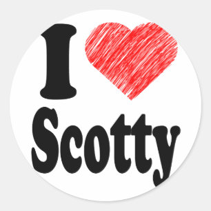 I Liebe Scotty Herz-Kunst-runder Aufkleber