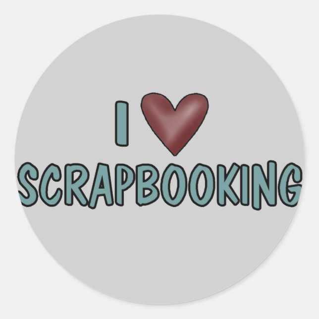 I Liebe Scrapbooking Runder Aufkleber (Vorderseite)