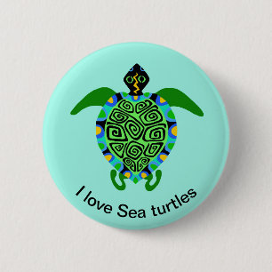 I Liebe SEA TURTLES - Meeresfauna - Meer Button