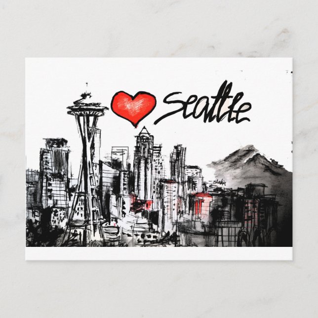 I Liebe Seattle Postkarte (Vorderseite)