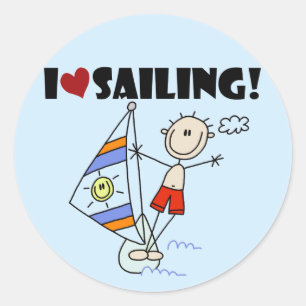 I Liebe Segeln T - Shirt und Geschenke Runder Aufkleber