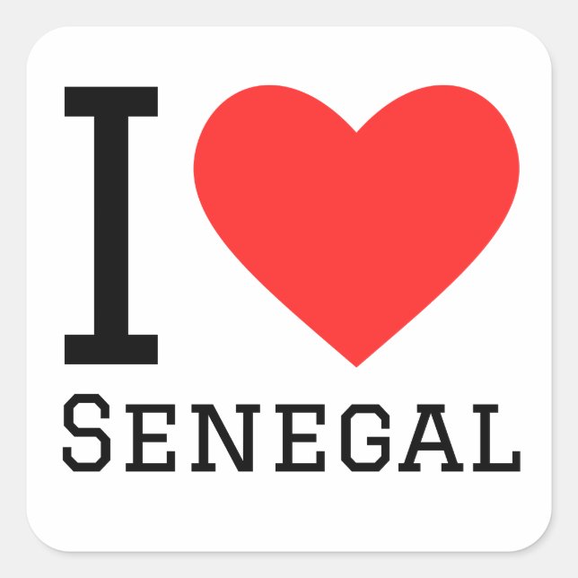 I Liebe Senegal Quadratischer Aufkleber (Vorderseite)