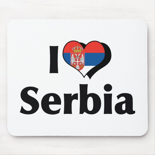 I Liebe Serbien-Flagge Mousepad (Vorne)
