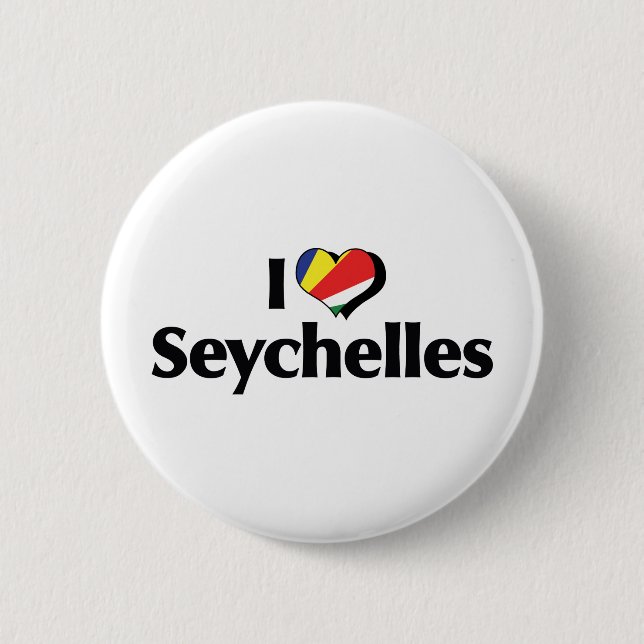 I Liebe Seychellische Flagge Button (Vorderseite)