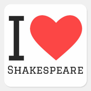 I Liebe Shakespeare Quadratischer Aufkleber