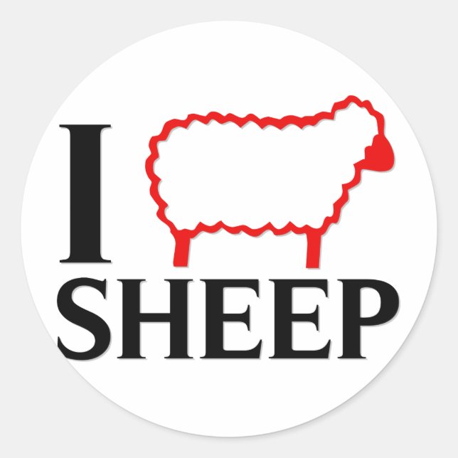 I Liebe Sheep Runder Aufkleber (Vorderseite)