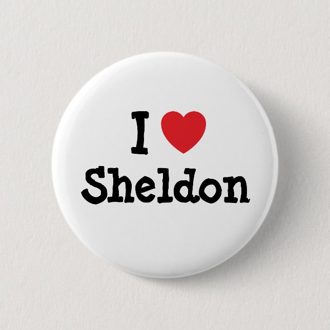 I Liebe Sheldon Herzbrauch personalisiert Button (Vorderseite)