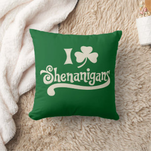 I Liebe Shenanigans Clover Kleeblatt St Patrick's Kissen