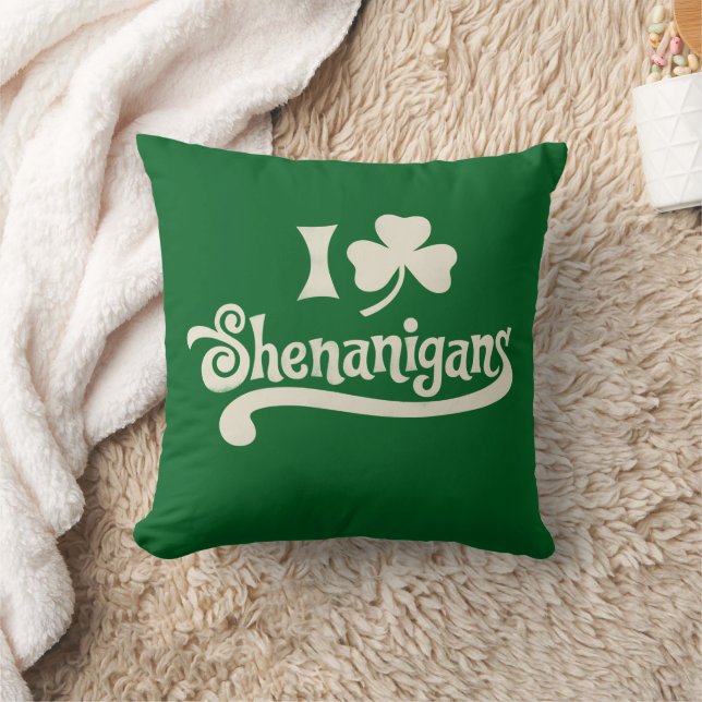 I Liebe Shenanigans Clover Kleeblatt St Patrick's Kissen (Decke)