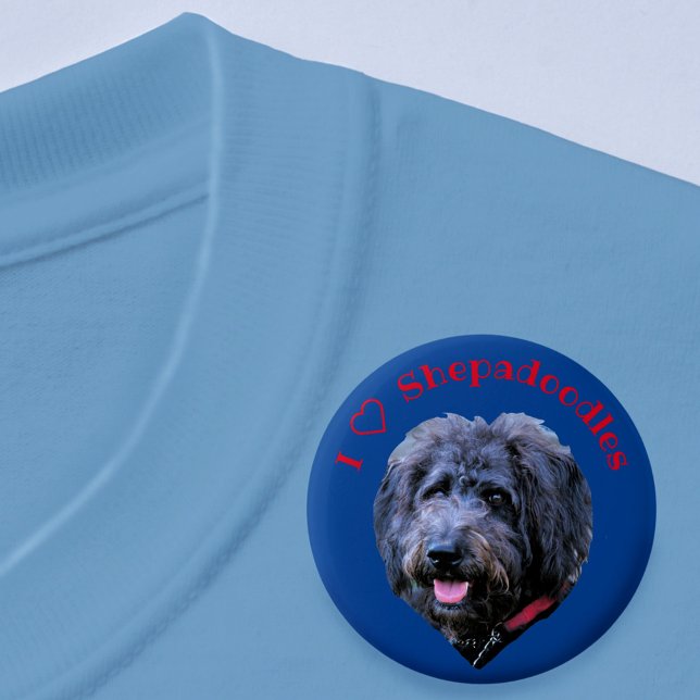 I Liebe Shepadoodles Hund Breed Blue Button (Von Creator hochgeladen)