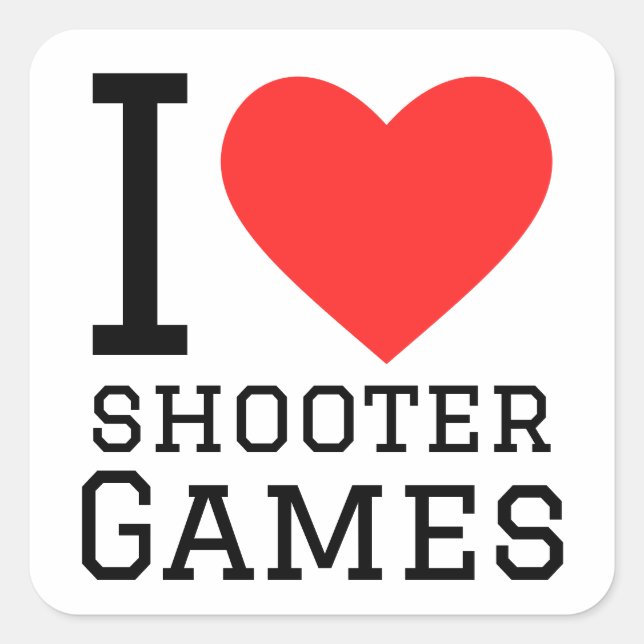 I Liebe Shooter Quadratischer Aufkleber (Vorderseite)