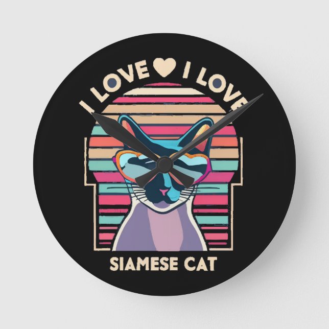 I Liebe Siamkatze Runde Wanduhr (Vorderseite)