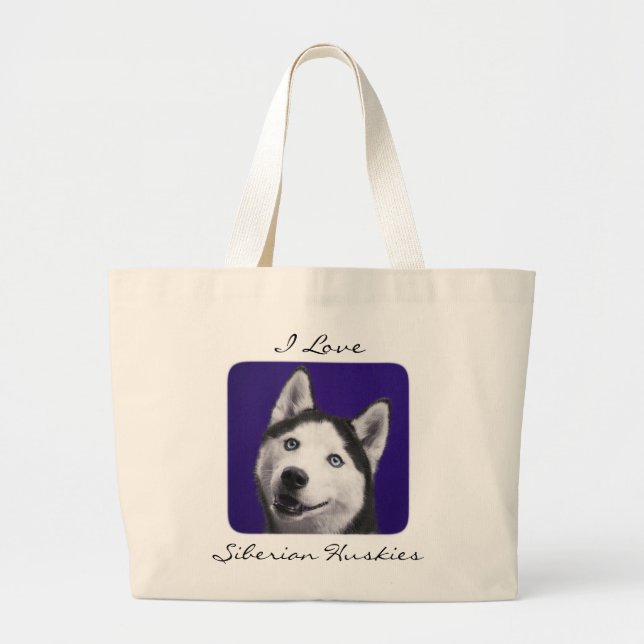 I Liebe Siberische Huskies Jumbo Leinwand Tasche (Vorne)