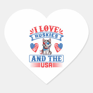 I Liebe Sibirien Huskies und USA Herz-Aufkleber