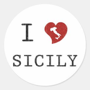 I Liebe Sicily Runder Aufkleber