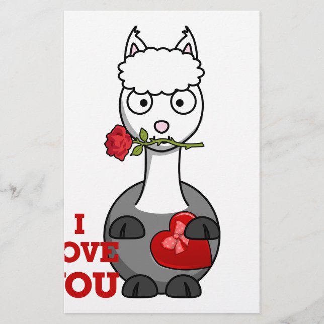 i Liebe Sie alpaca Briefpapier (Vorderseite)