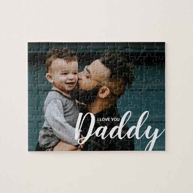 I Liebe Sie Daddy Modern Type Custom Foto Puzzle (Horizontal)