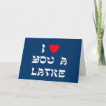 I Liebe Sie ein Latke Feiertagskarte<br><div class="desc">Großes Chanukah Geschenk,  zum jemand wie viel zu sagen Sie Liebe sie mit einem Spiel auf Wörtern mit Latke!</div>