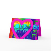 I Liebe Sie Elektrische Farben Pop Art Grußkarte