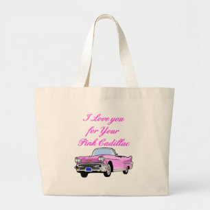 I Liebe Sie für Ihren rosa Vintagen 50er Cadillac Jumbo Stoffbeutel