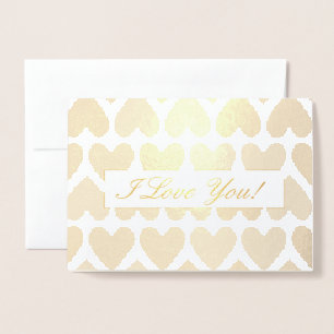I Liebe Sie Herz Muster Gold Folienkarte