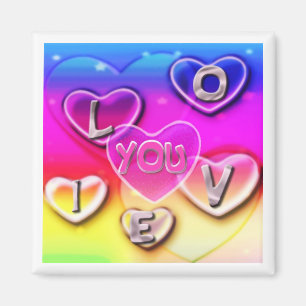 I LIEBE SIE Herzwolken Magnet