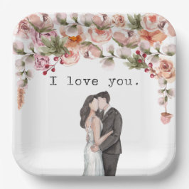 I Liebe Sie Hochzeitsfeier Aquarell elegant floral Pappteller