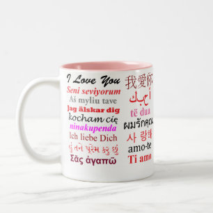I Liebe Sie in 63 Sprachen Rosa Tasse