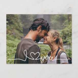 I Liebe Sie in White Script mit Herz Custom Feiertagspostkarte