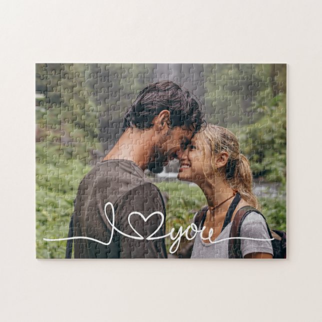 I Liebe Sie in White Script mit Herz Custom Puzzle (Horizontal)