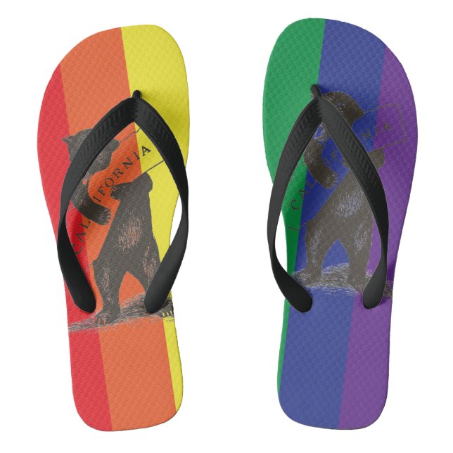 I Liebe Sie Kalifornien--Regenbogen Flip Flops (Fußbett)