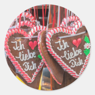 I Liebe Sie Lebkuchen-Herzen am Feiertag Runder Aufkleber