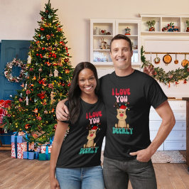 I Liebe Sie lieber Rentier Weihnachtsmannmütze T - T-Shirt