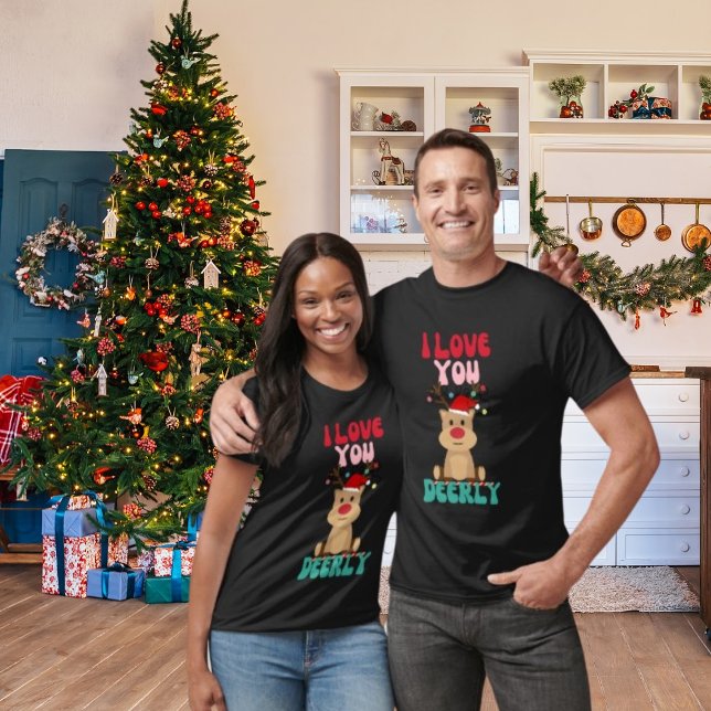 I Liebe Sie lieber Rentier Weihnachtsmannmütze T - T-Shirt (Von Creator hochgeladen)