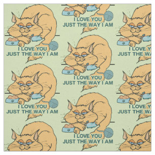 I Liebe Sie lustiges Katzen-Grafik-Sprichwort Stoff