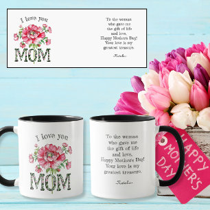 I Liebe Sie MAMA Blume benutzerdefinierte Nachrich Tasse