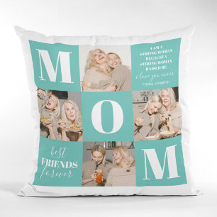 I Liebe Sie Mama Foto Collage Aquamarin Kissen