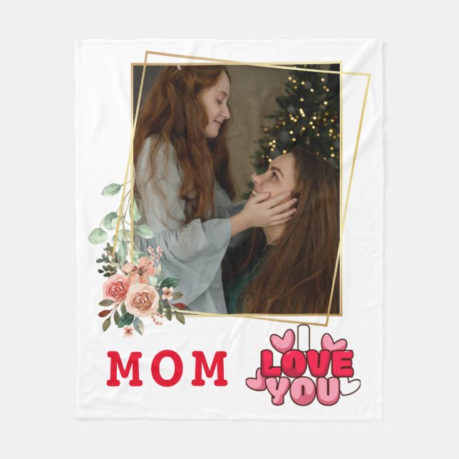 I Liebe Sie Mama Foto Fleecedecke (Vorderseite)