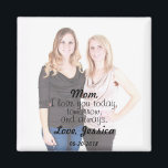 I Liebe Sie Mama Foto Message Magnet<br><div class="desc">"Mama,  ich Liebe dich heute,  morgen,  und immer" Es ist eine große Mutter des Bräutigams oder Mutter der Braut personalisierte Geschenke mit Hochzeitstag und Namen oder einfach nur die Muttertagsgebet.</div>