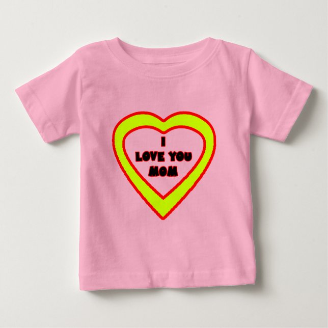 I Liebe Sie MAMA gelbes Herz das MUSEUM Zazzle Baby T-shirt (Vorderseite)